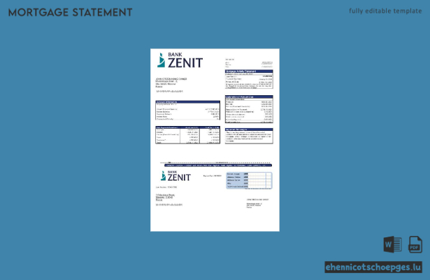 Russischer Zenit Bank Hypothekenauszug in Word- und PDF-Formaten – Beispielvorschau